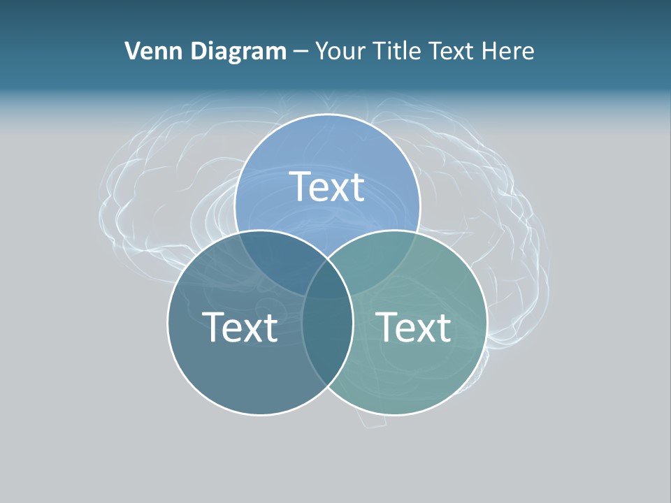 A Glowing Blue Brain On A Black Background PowerPoint Template
