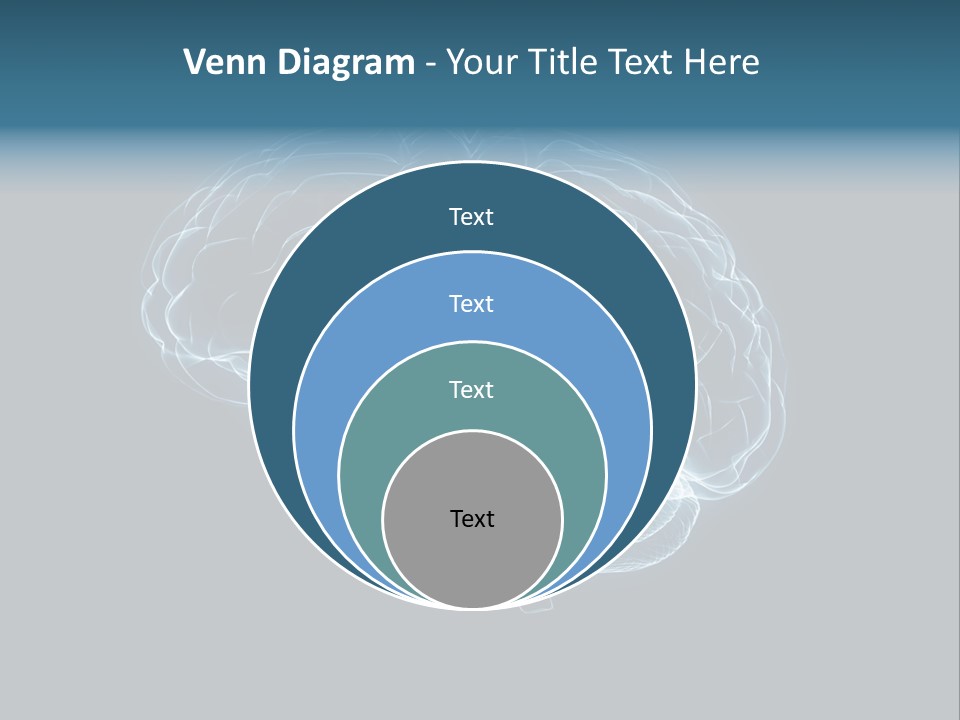 A Glowing Blue Brain On A Black Background PowerPoint Template