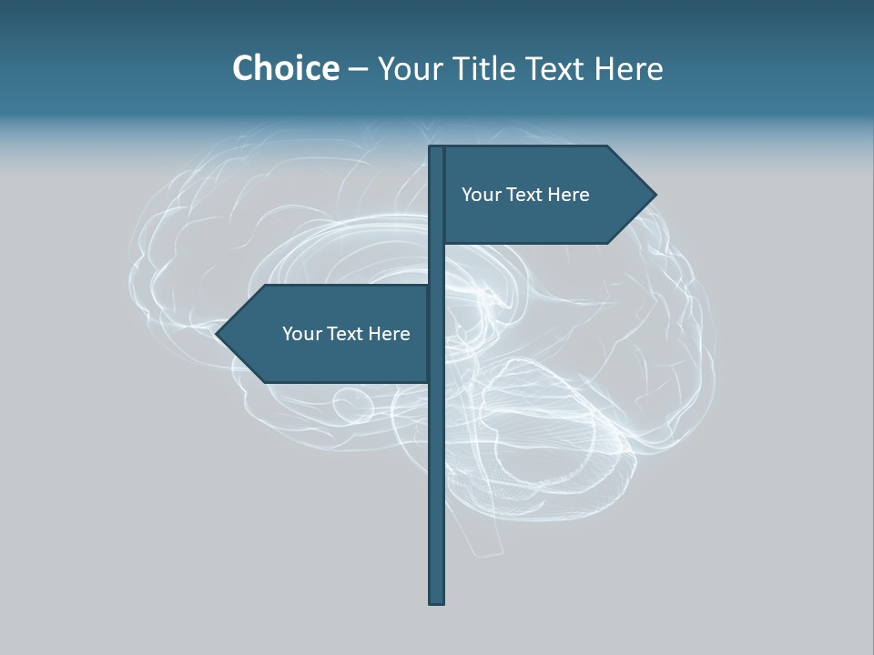 A Glowing Blue Brain On A Black Background PowerPoint Template