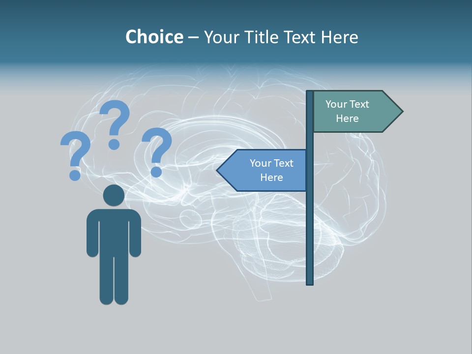 A Glowing Blue Brain On A Black Background PowerPoint Template