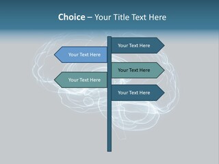 A Glowing Blue Brain On A Black Background PowerPoint Template
