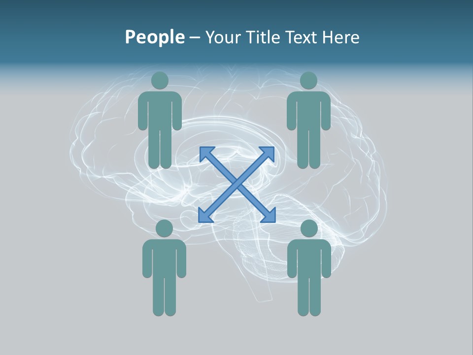 A Glowing Blue Brain On A Black Background PowerPoint Template