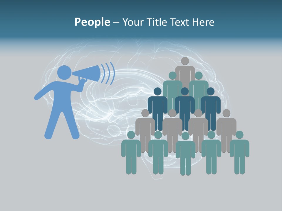 A Glowing Blue Brain On A Black Background PowerPoint Template