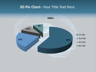 A Glowing Blue Brain On A Black Background PowerPoint Template