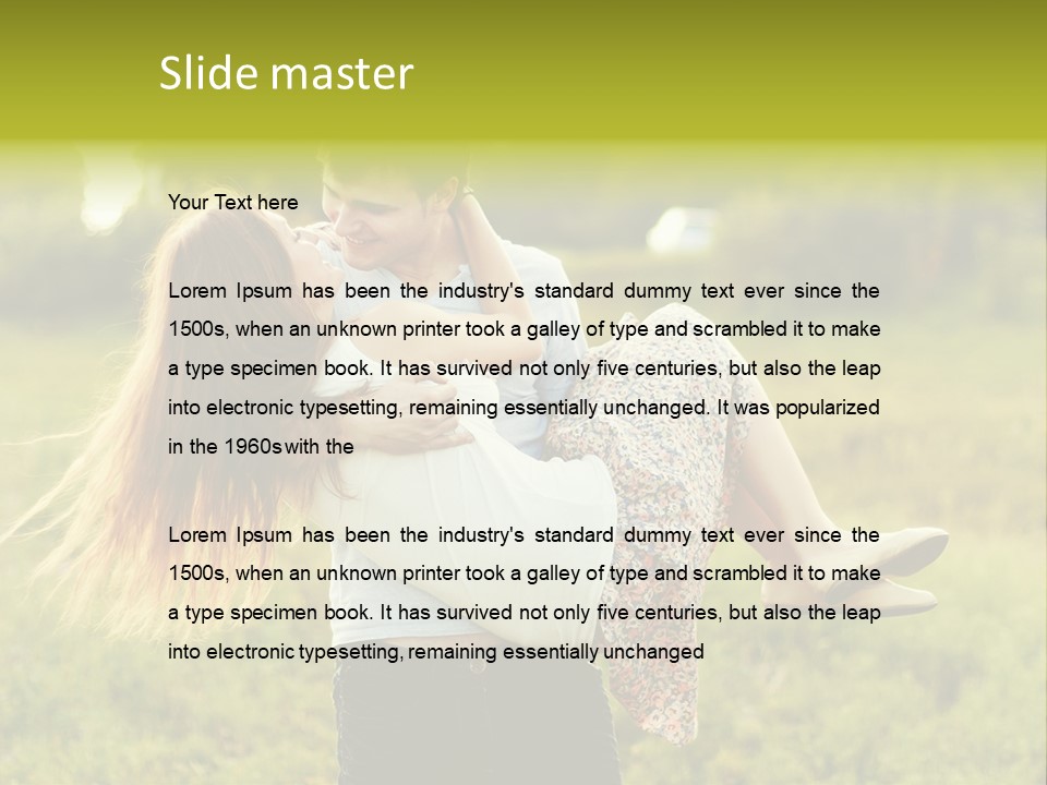 A Man Carrying A Woman On His Back In A Field PowerPoint Template