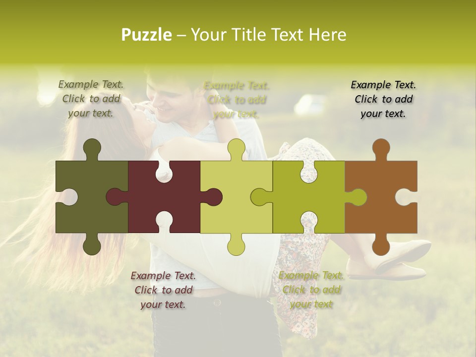 A Man Carrying A Woman On His Back In A Field PowerPoint Template