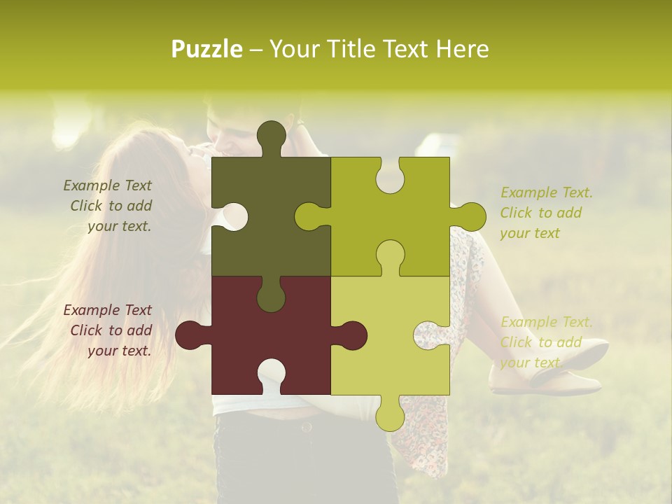 A Man Carrying A Woman On His Back In A Field PowerPoint Template