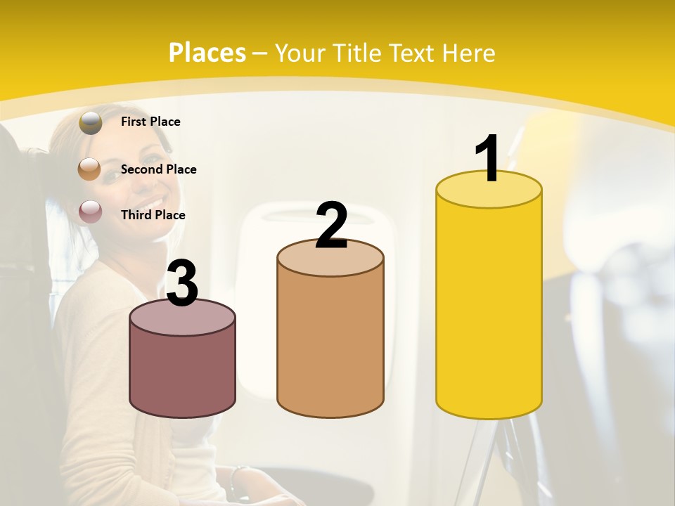 A Woman Sitting On An Airplane With A Laptop PowerPoint Template