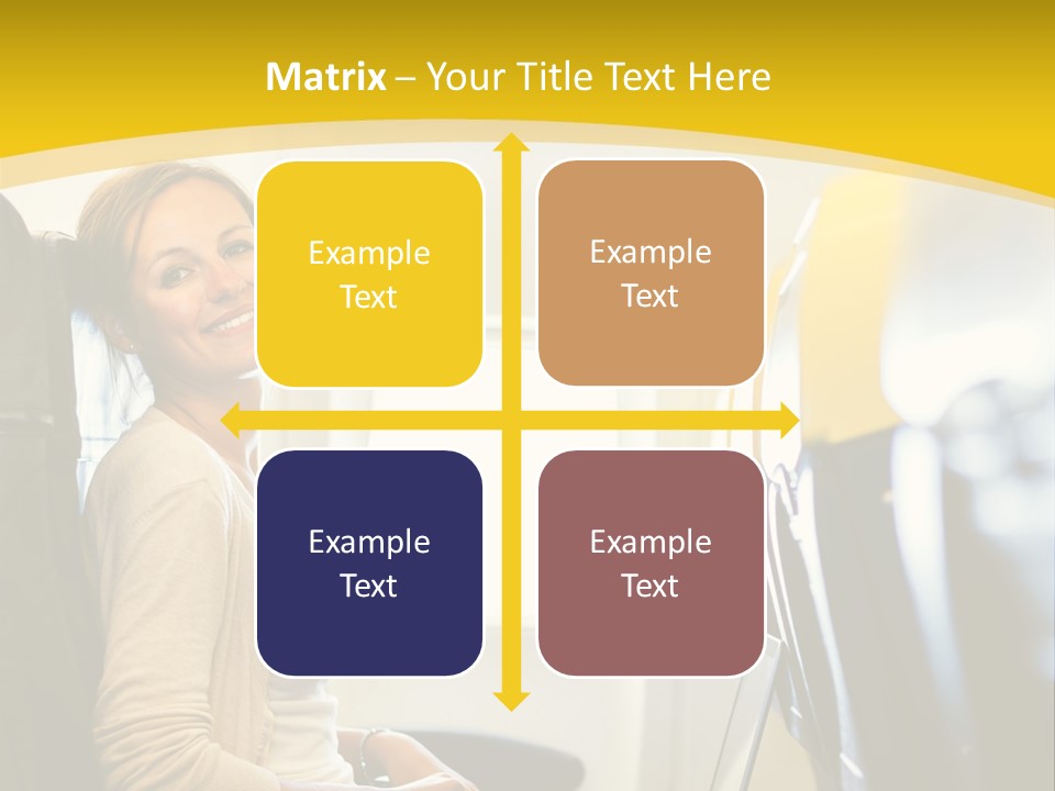 A Woman Sitting On An Airplane With A Laptop PowerPoint Template