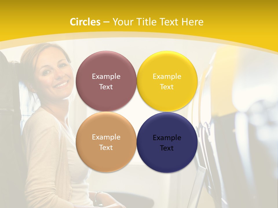 A Woman Sitting On An Airplane With A Laptop PowerPoint Template