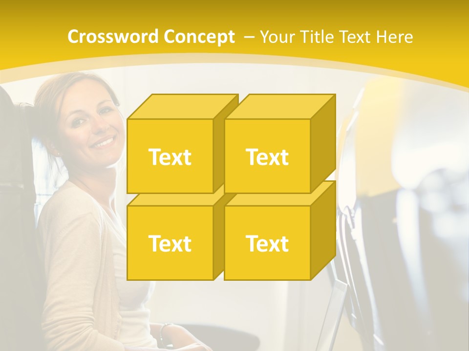 A Woman Sitting On An Airplane With A Laptop PowerPoint Template