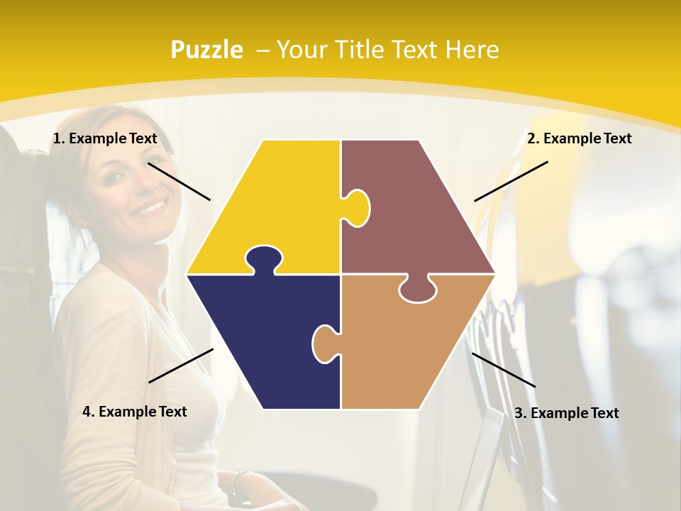 A Woman Sitting On An Airplane With A Laptop PowerPoint Template