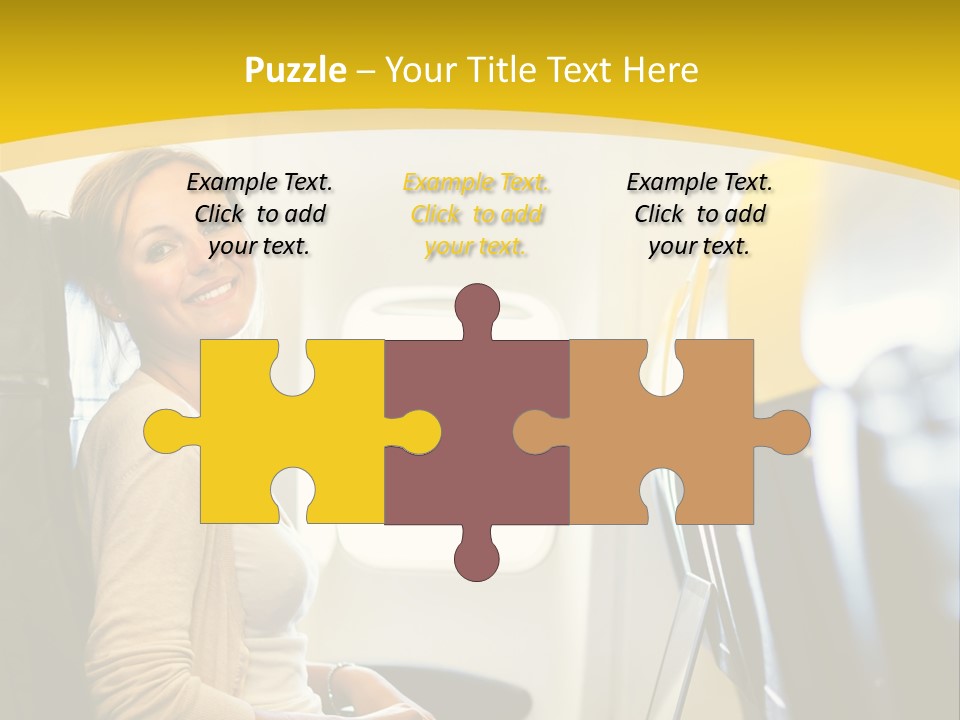 A Woman Sitting On An Airplane With A Laptop PowerPoint Template