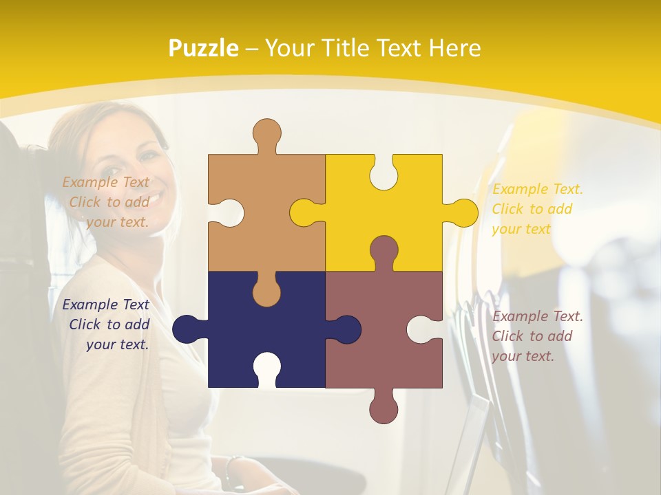 A Woman Sitting On An Airplane With A Laptop PowerPoint Template