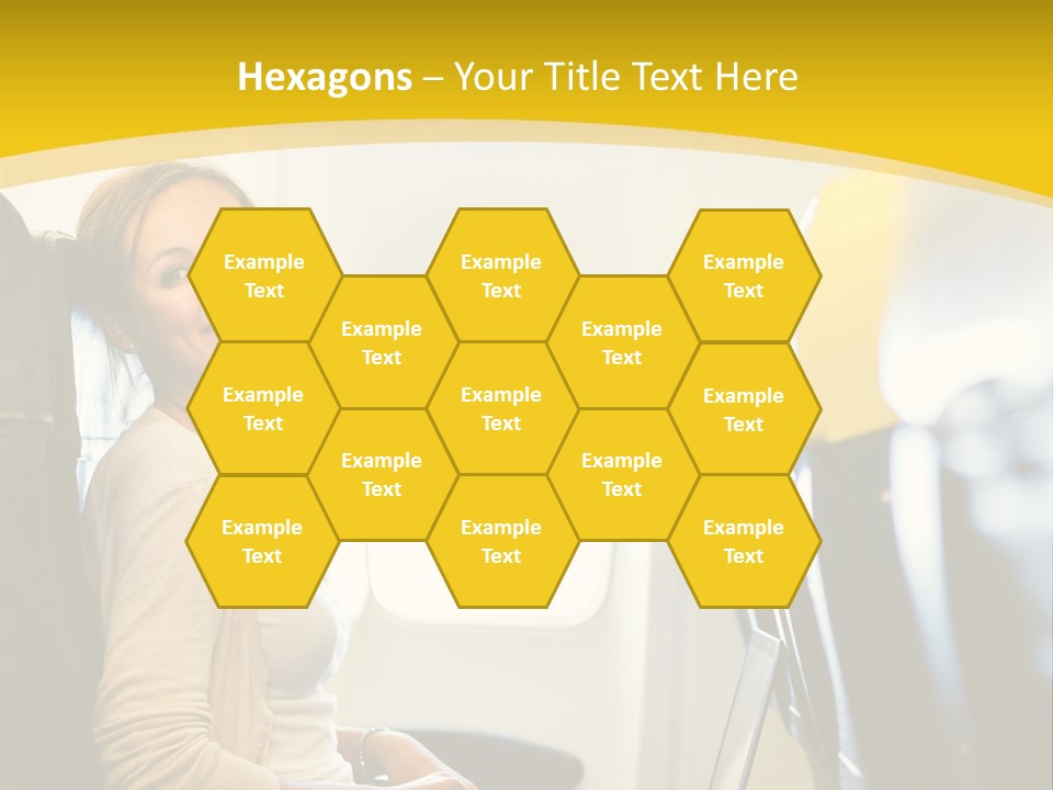 A Woman Sitting On An Airplane With A Laptop PowerPoint Template