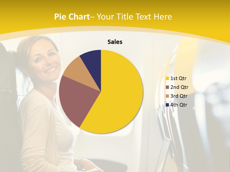 A Woman Sitting On An Airplane With A Laptop PowerPoint Template