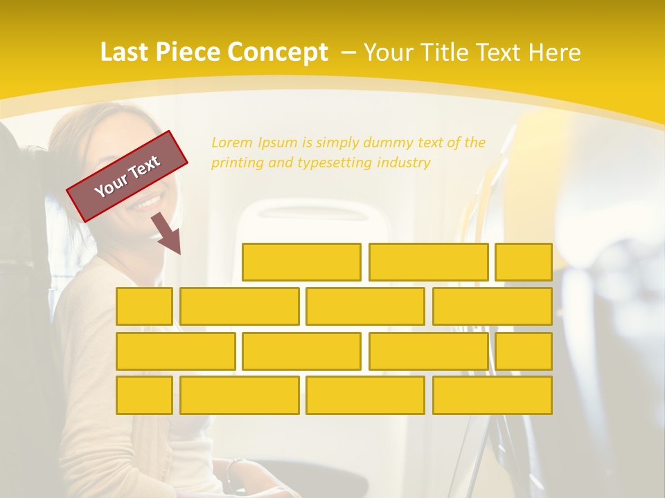 A Woman Sitting On An Airplane With A Laptop PowerPoint Template