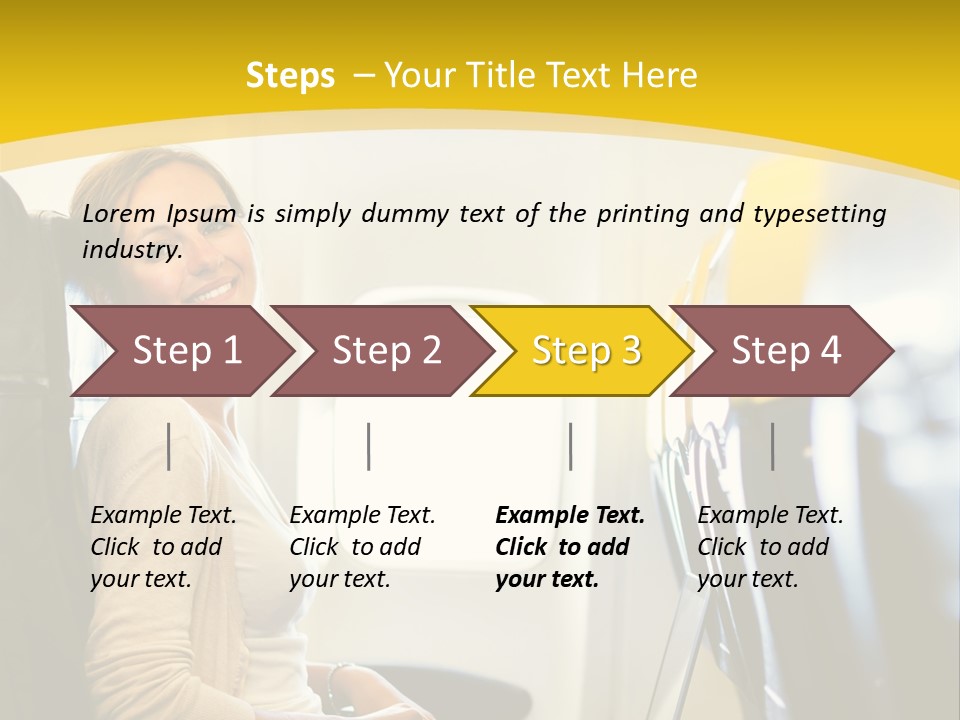 A Woman Sitting On An Airplane With A Laptop PowerPoint Template