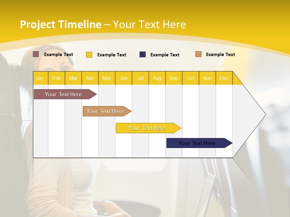 A Woman Sitting On An Airplane With A Laptop PowerPoint Template