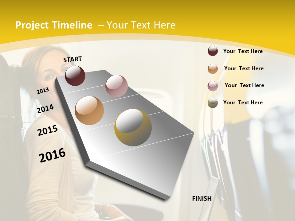 A Woman Sitting On An Airplane With A Laptop PowerPoint Template