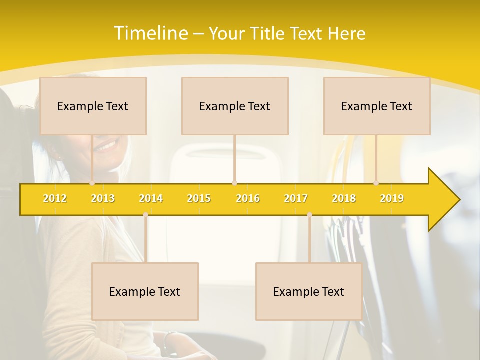 A Woman Sitting On An Airplane With A Laptop PowerPoint Template