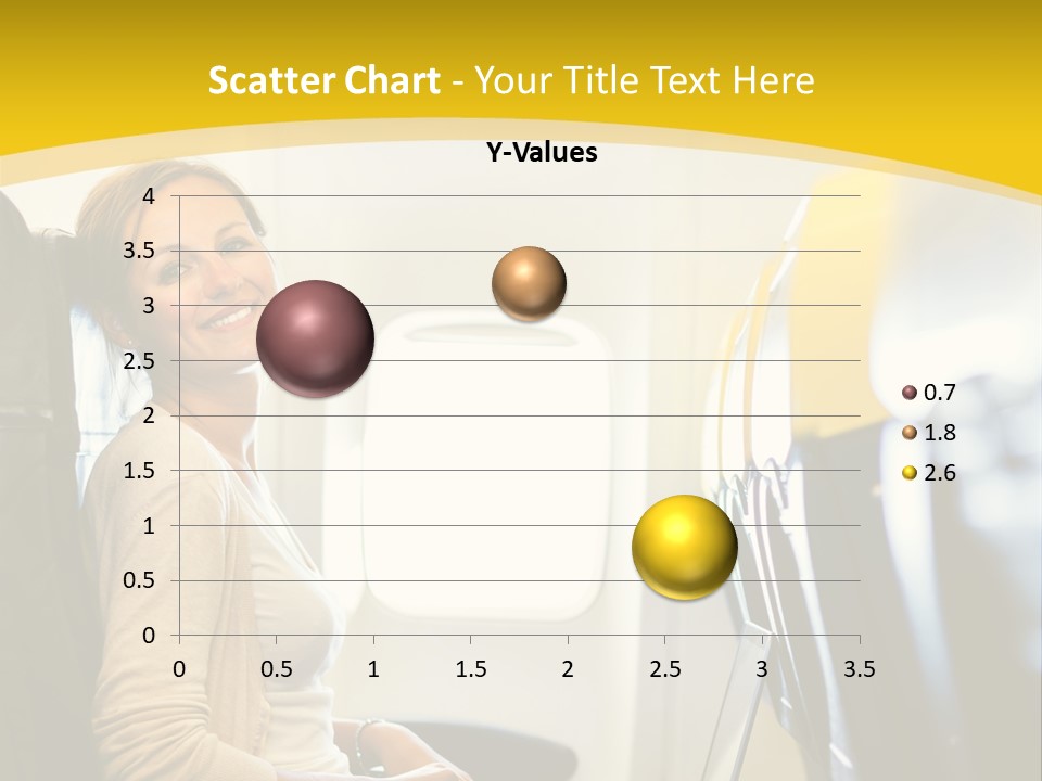 A Woman Sitting On An Airplane With A Laptop PowerPoint Template