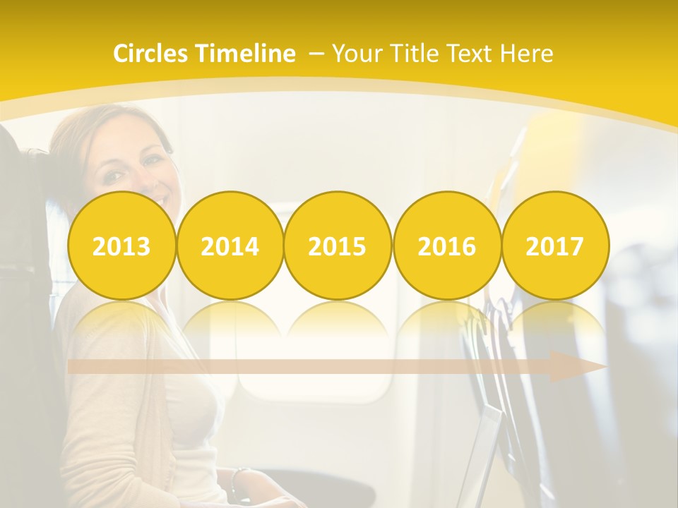 A Woman Sitting On An Airplane With A Laptop PowerPoint Template