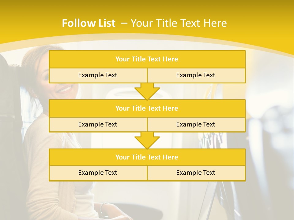 A Woman Sitting On An Airplane With A Laptop PowerPoint Template