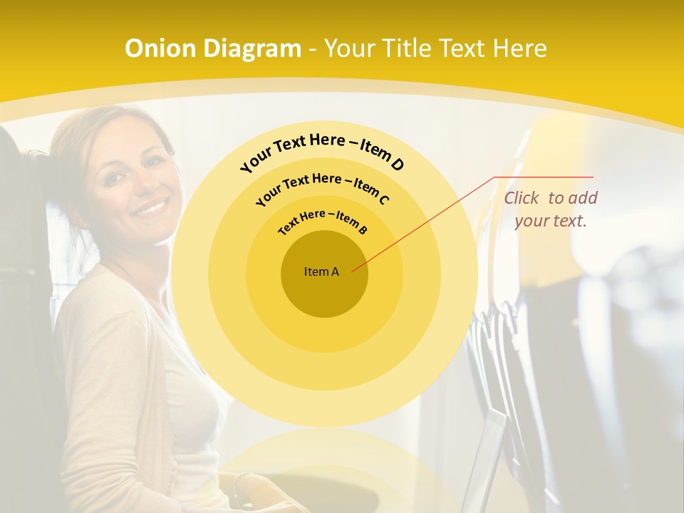 A Woman Sitting On An Airplane With A Laptop PowerPoint Template