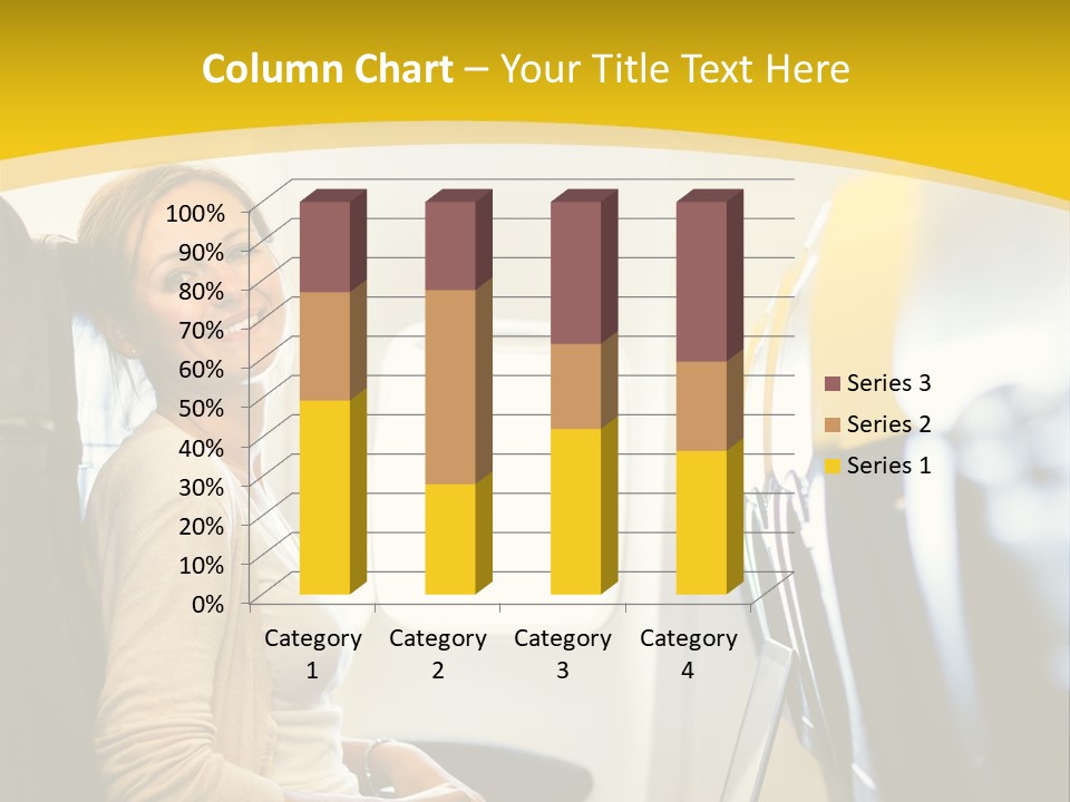A Woman Sitting On An Airplane With A Laptop PowerPoint Template