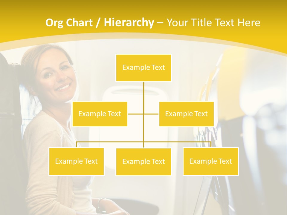 A Woman Sitting On An Airplane With A Laptop PowerPoint Template