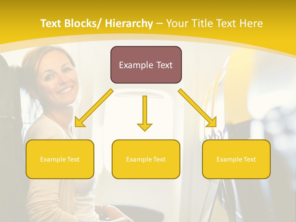 A Woman Sitting On An Airplane With A Laptop PowerPoint Template