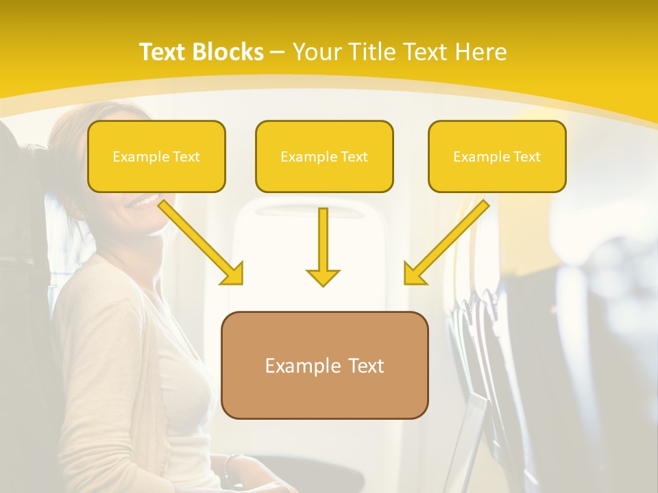 A Woman Sitting On An Airplane With A Laptop PowerPoint Template