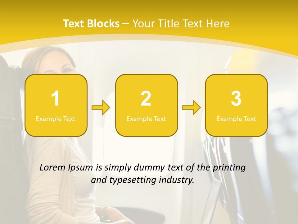 A Woman Sitting On An Airplane With A Laptop PowerPoint Template