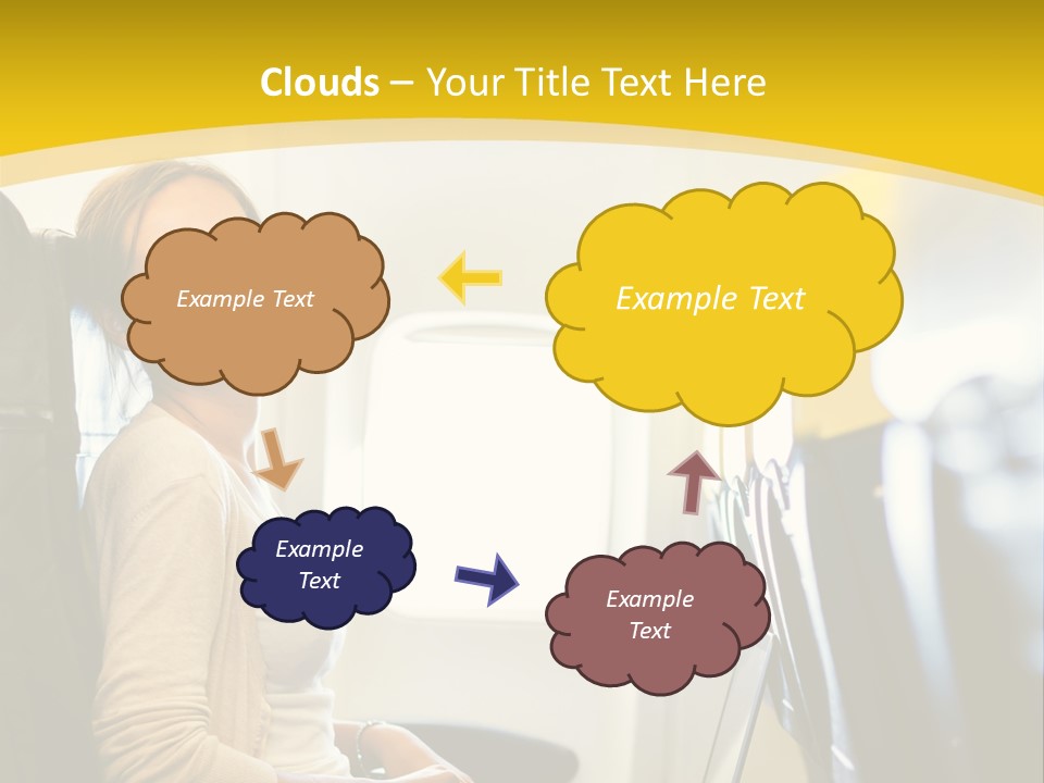 A Woman Sitting On An Airplane With A Laptop PowerPoint Template