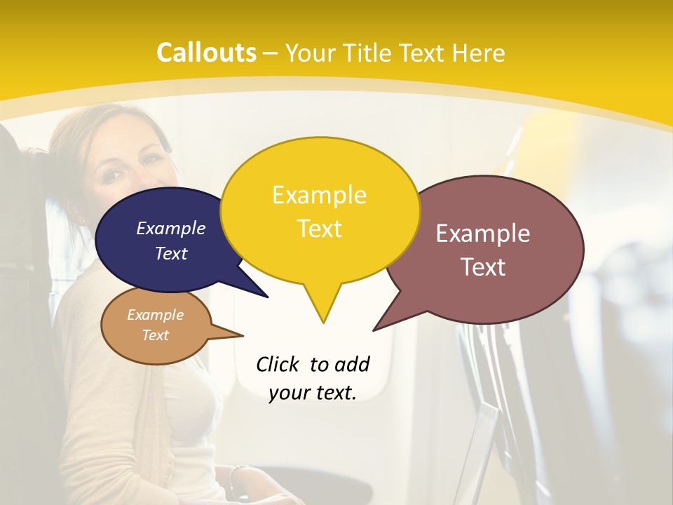 A Woman Sitting On An Airplane With A Laptop PowerPoint Template