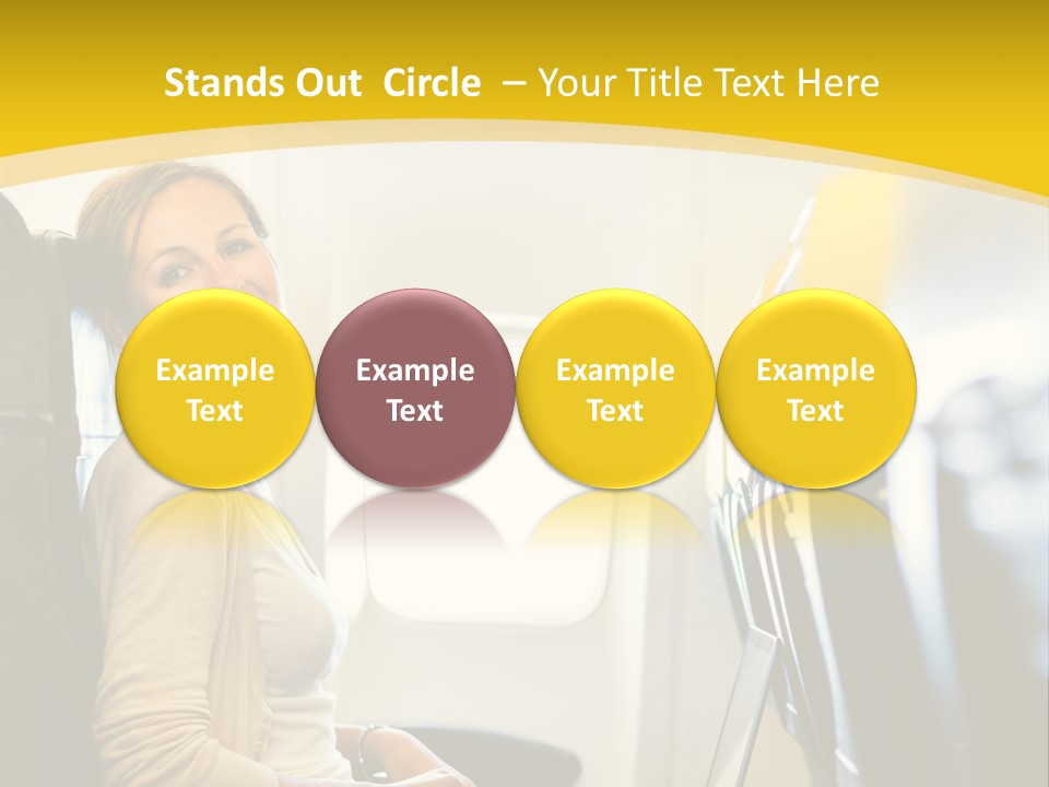 A Woman Sitting On An Airplane With A Laptop PowerPoint Template