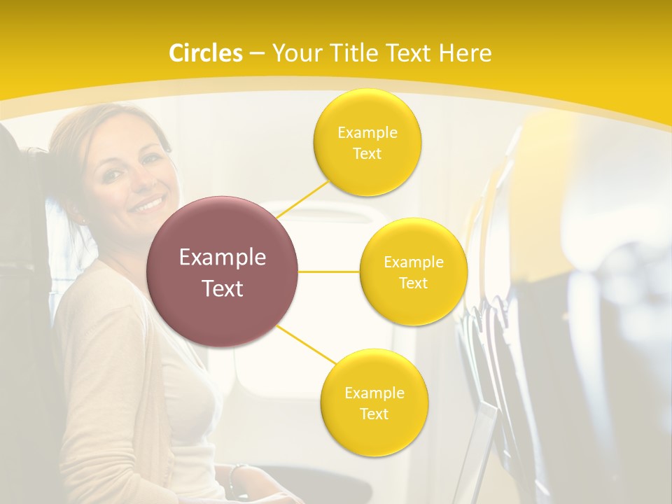 A Woman Sitting On An Airplane With A Laptop PowerPoint Template