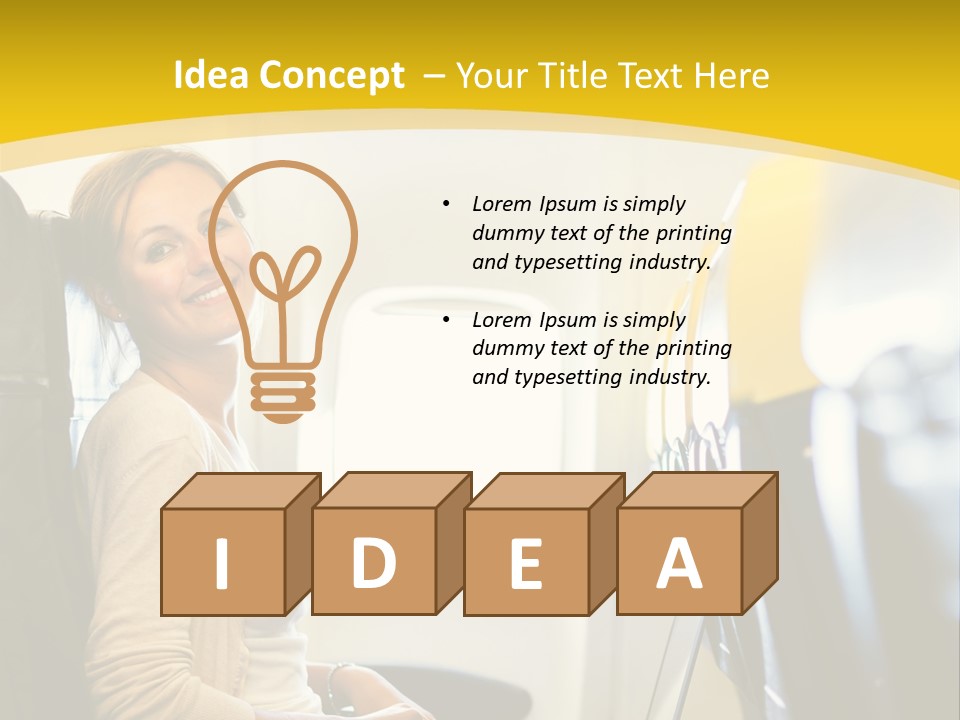 A Woman Sitting On An Airplane With A Laptop PowerPoint Template