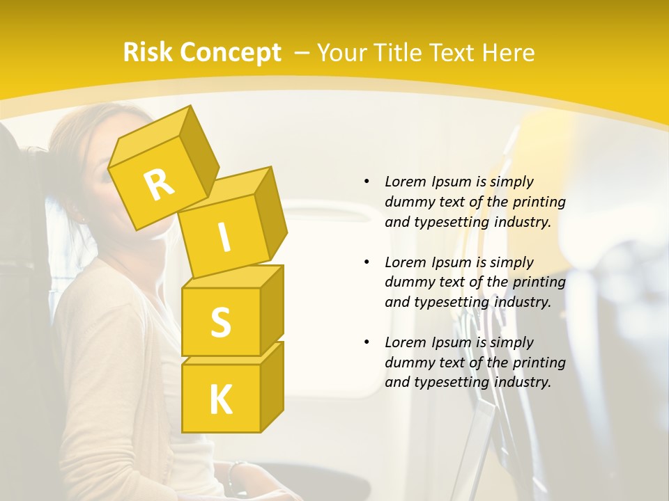 A Woman Sitting On An Airplane With A Laptop PowerPoint Template