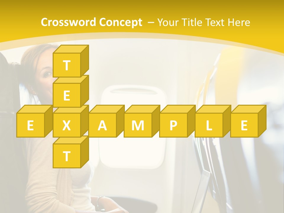 A Woman Sitting On An Airplane With A Laptop PowerPoint Template