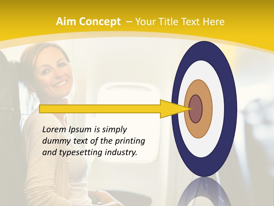 A Woman Sitting On An Airplane With A Laptop PowerPoint Template