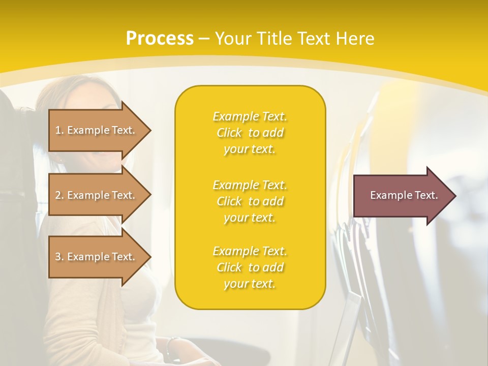 A Woman Sitting On An Airplane With A Laptop PowerPoint Template