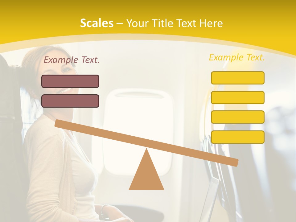 A Woman Sitting On An Airplane With A Laptop PowerPoint Template