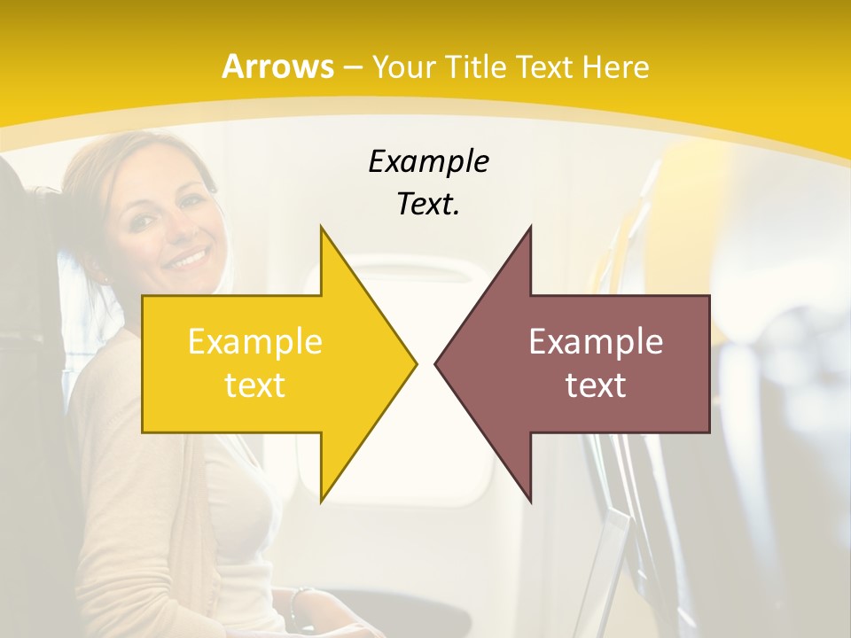 A Woman Sitting On An Airplane With A Laptop PowerPoint Template