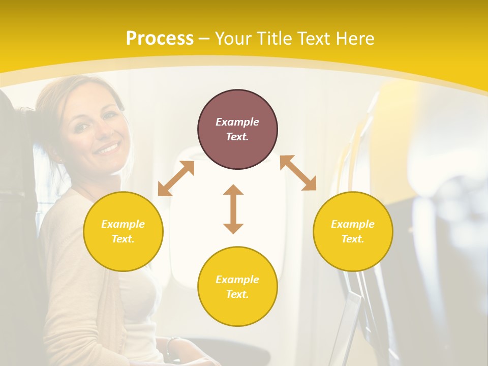A Woman Sitting On An Airplane With A Laptop PowerPoint Template