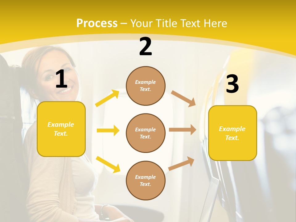 A Woman Sitting On An Airplane With A Laptop PowerPoint Template