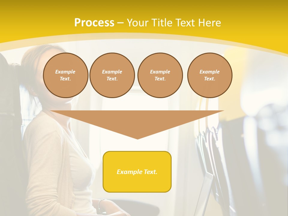 A Woman Sitting On An Airplane With A Laptop PowerPoint Template