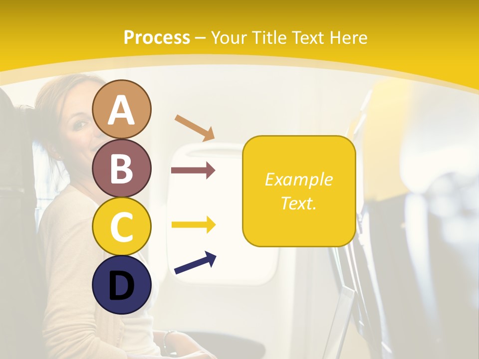 A Woman Sitting On An Airplane With A Laptop PowerPoint Template