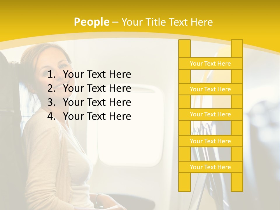 A Woman Sitting On An Airplane With A Laptop PowerPoint Template